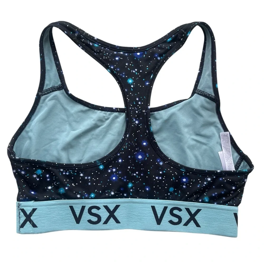 Victorias Secret VSX SPORT Womens M Blue Black Galaxy Pattern Athletic Sport Bra